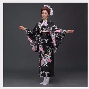 Japanese Floral long Kimono O/S